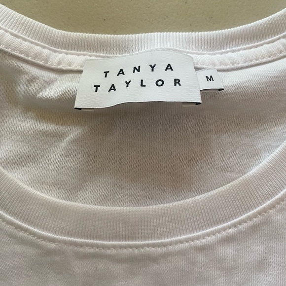 Tanya Taylor White Tee with Multicolor Puff Sleeves - Picture 2 of 5